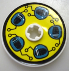 Technic, Disk 3 x 3 with Dark Turquoise Helmets on Yellow Pattern (Sticker) - Sets 8233 / 8239