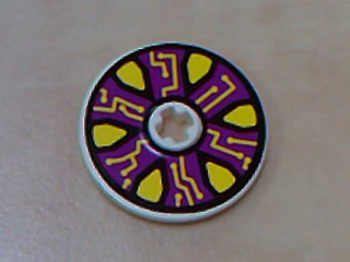 Technic, Disk 3 x 3 with Yellow Points and Circuits on Dark Purple Pattern (Sticker) - Set 8245