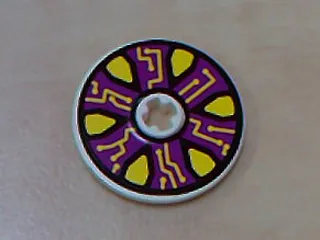 Technic, Disk 3 x 3 with Yellow Points and Circuits on Dark Purple Pattern (Sticker) - Set 8245