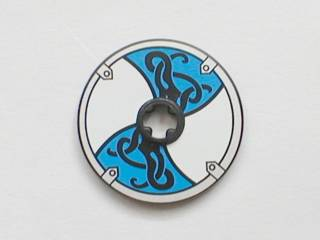 Technic, Disk 3 x 3 with Viking Shield Blue / White 4 Section Pattern (Sticker) - Sets 7016 / 7019