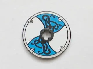 Technic, Disk 3 x 3 with Viking Shield Blue / White 4 Section Pattern (Sticker) - Sets 7016 / 7019