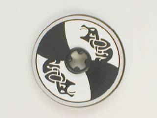 Technic, Disk 3 x 3 with Viking Shield Black / White Section and Black Serpent Pattern (Sticker) - Set 7017