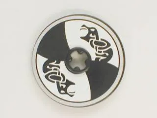 Technic, Disk 3 x 3 with Viking Shield Black / White Section and Black Serpent Pattern (Sticker) - Set 7017