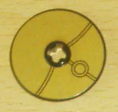 Technic, Disk 3 x 3 with Black Lines on Gold Background Pattern (Sticker) - Set 8007