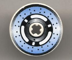 Technic, Disk 3 x 3 with Disk Brake 3 Spokes, Black Dots on Blue Pattern (Sticker) - Set 8219