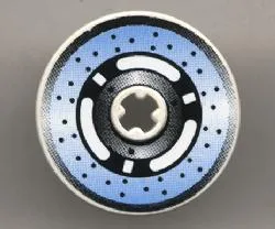 Technic, Disk 3 x 3 with Disk Brake 3 Spokes, Black Dots on Blue Pattern (Sticker) - Set 8219