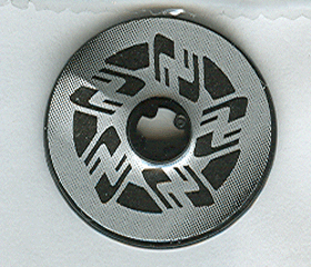 Technic, Disk 3 x 3 with Black and Silver Motorcycle Disk Brake Pattern (Sticker) - Set 8370