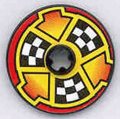 Technic, Disk 3 x 3 with Checkered Flags and Arrows on Red Pattern (Sticker) - Set 8241