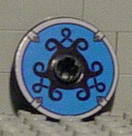 Technic, Disk 3 x 3 with Blue Viking Shield with Black Celtic Knots Pattern (Sticker) - Gear G577