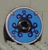 Technic, Disk 3 x 3 with Blue Viking Shield with Black Celtic Knots Pattern (Sticker) - Gear G577