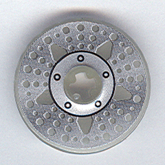 Technic, Disk 3 x 3 with Disk Brake Silver Hub 5-Bolt Star with Holes-in-Line Pattern (Sticker) - Set 8646