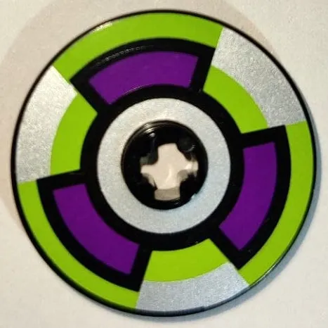 Technic, Disk 3 x 3 with Purple, Lime, and Silver Target Pattern (Sticker) - Sets 8305 / 8307
