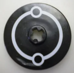 Technic, Disk 3 x 3 with White Circles on Black Background Pattern (Sticker) - Set 7694