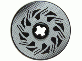 Technic, Disk 3 x 3 with Disk Brake Silver / Black Triangle Swirls Pattern (Sticker) - Set 8354