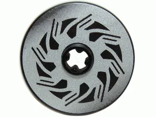 Technic, Disk 3 x 3 with Disk Brake Silver / Black Triangle Swirls Pattern (Sticker) - Set 8354