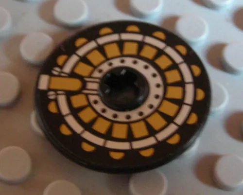 Technic, Disk 3 x 3 with Gold on Black Pattern (Sticker) - Set 8103