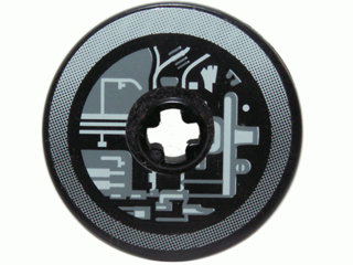 Technic, Disk 3 x 3 with Machinery Pattern 2 (Sticker) - Set 4504