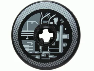 Technic, Disk 3 x 3 with Machinery Pattern 2 (Sticker) - Set 4504