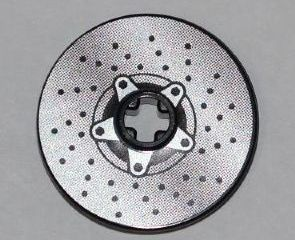 Technic, Disk 3 x 3 with Disk Brake Silver Drilled Rotor and Star Shaped Hub with 5-Bolts Pattern (Sticker) - Set 8221