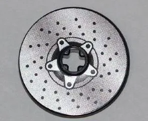 Technic, Disk 3 x 3 with Disk Brake Silver Drilled Rotor and Star Shaped Hub with 5-Bolts Pattern (Sticker) - Set 8221