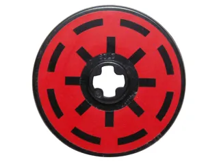 Technic, Disk 3 x 3 with Black Dotted Lines on Red Background Pattern (Sticker) - Set 7931