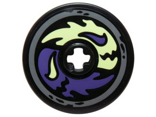 Technic, Disk 3 x 3 with Dark Purple and Yellowish Green Ghost Heads Pattern (Sticker) - Set 70734