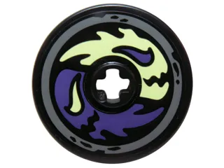 Technic, Disk 3 x 3 with Dark Purple and Yellowish Green Ghost Heads Pattern (Sticker) - Set 70734
