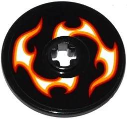 Technic, Disk 3 x 3 with Red, Orange and White Flames Pattern Model Left Side (Sticker) - Set 42046