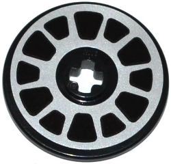 Technic, Disk 3 x 3 with Silver Rim with 12 Spokes Pattern (Sticker) - Set 42047