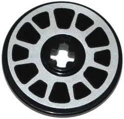 Technic, Disk 3 x 3 with Silver Rim with 12 Spokes Pattern (Sticker) - Set 42047