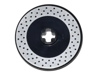 Technic, Disk 3 x 3 with Disk Brake Silver Drilled Rotor Pattern
