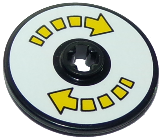 Technic, Disk 3 x 3 with Double Yellow Arrow Segmented Pattern (Sticker) - Set 10261
