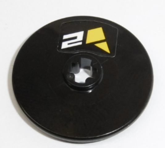 Technic, Disk 3 x 3 with White Number 2 and Yellow Polygons Pattern (Sticker) - Set 42095