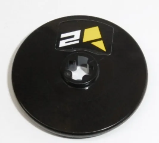 Technic, Disk 3 x 3 with White Number 2 and Yellow Polygons Pattern (Sticker) - Set 42095