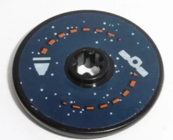 Technic, Disk 3 x 3 with Satellite and Rocket Orbit Pattern (Sticker) - Set 60228