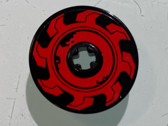 Technic, Disk 3 x 3 with Red Circular Saw Blade Pattern Model Left Side (Sticker) - Set 70639