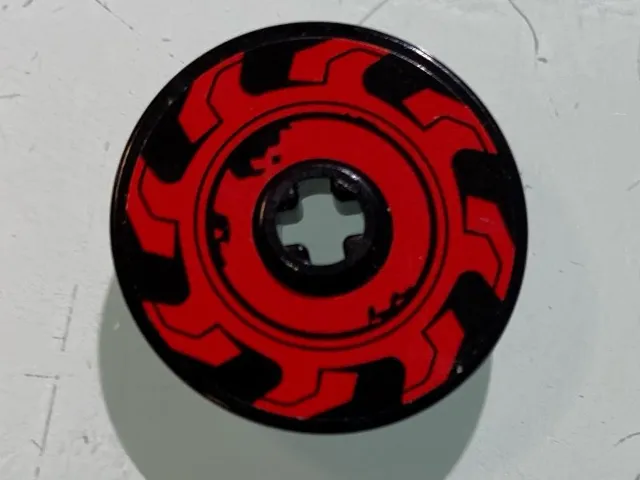 Technic, Disk 3 x 3 with Red Circular Saw Blade Pattern Model Left Side (Sticker) - Set 70639