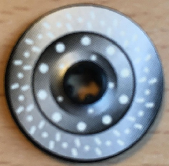 Technic, Disk 3 x 3 with Disk Brake Silver Drilled Rotor Pattern on Both Sides (Stickers) - Set 8475