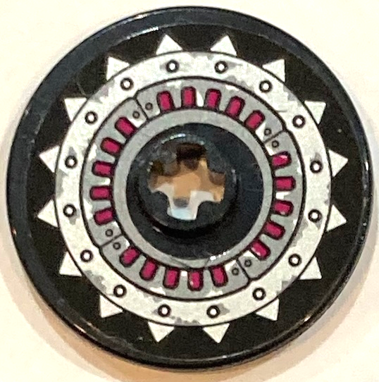 Technic, Disk 3 x 3 with Silver Metal Plates with Spikes and Rivets and Magenta Highlights Pattern (Sticker) - Set 70434
