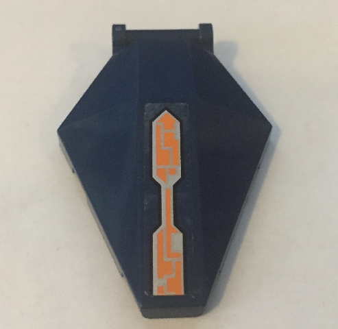 Windscreen 6 x 4 x 1 Hexagonal with Bar Handle with Orange and Silver Circuitry Pattern (Sticker) - Set 70351