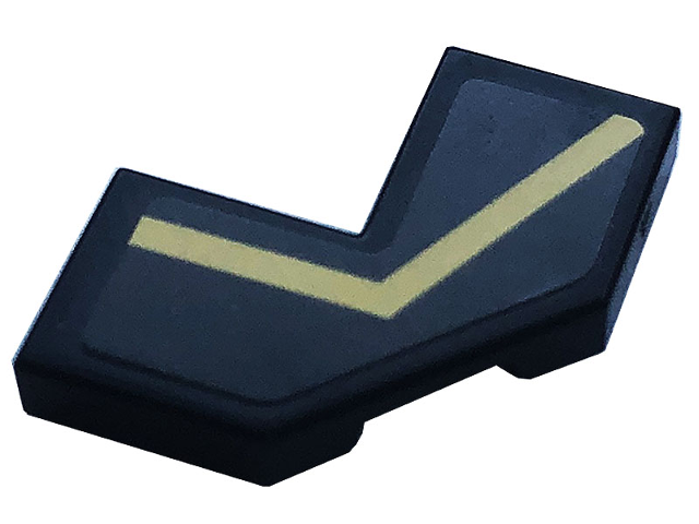 Tile, Modified Facet 2 x 2 with Gold Stripe Angled Pattern Model Right Side (Sticker) - Set 76899