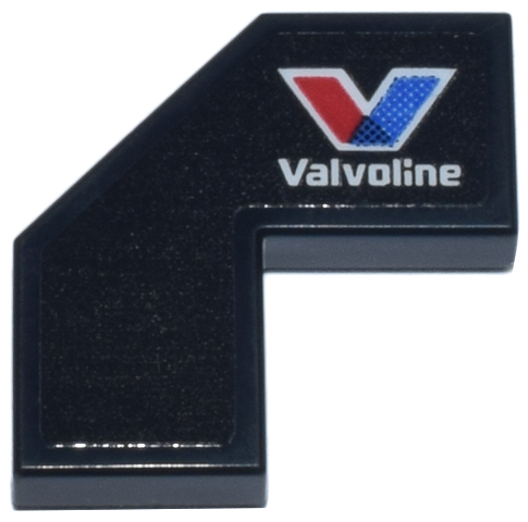 Tile, Modified Facet 2 x 2 with White 'Valvoline' Logo Pattern Model Left Side (Sticker) - Set 76925
