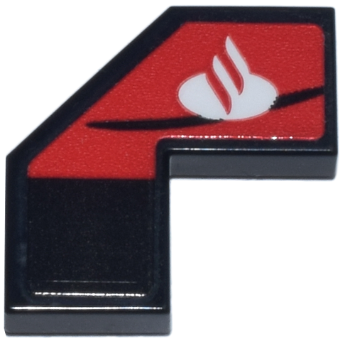 Tile, Modified Facet 2 x 2 with White Santander Logo on Red Panel Pattern Model Left Side (Sticker) - Set 77242