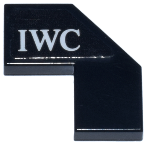 Tile, Modified Facet 2 x 2 with White 'IWC' Logo Pattern Model Right Side (Sticker) - Set 77244