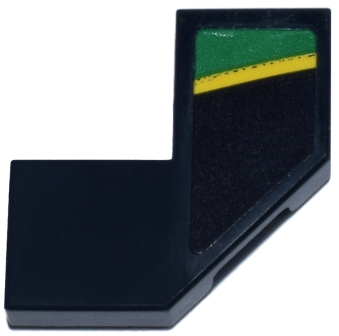 Tile, Modified Facet 2 x 2 with Yellow and Green Stripe Pattern Model Right Side (Sticker) - Set 77245
