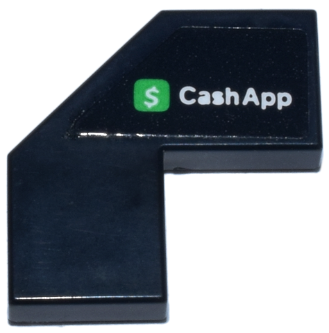 Tile, Modified Facet 2 x 2 with White 'CashApp' and Dollar Sign on Green Square Logo Pattern Model Left Side (Sticker) - Set 77246