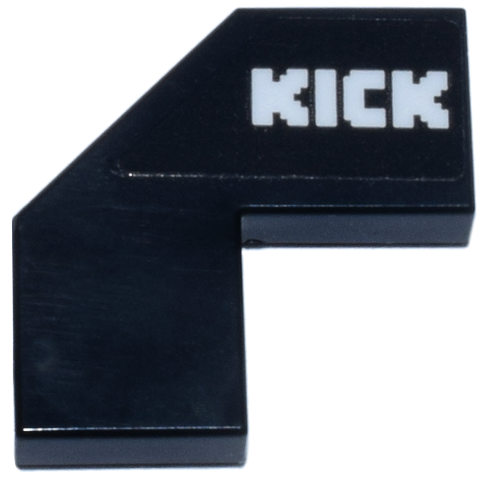 Tile, Modified Facet 2 x 2 with White 'KICK' Logo Pattern Model Left Side (Sticker) - Set 77247