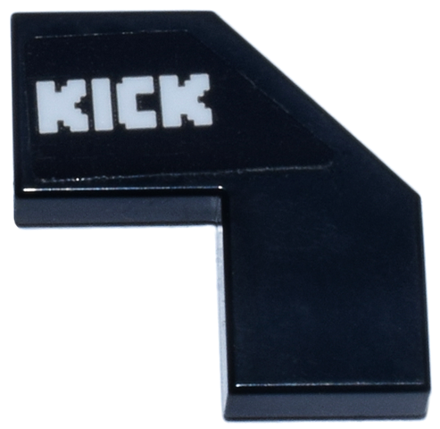 Tile, Modified Facet 2 x 2 with White 'KICK' Logo Pattern Model Right Side (Sticker) - Set 77247