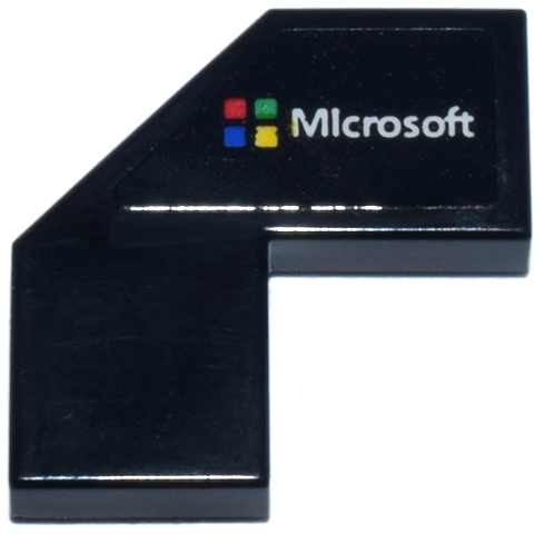 Tile, Modified Facet 2 x 2 with White 'Microsoft' and 4 Squares Logo Pattern Model Left Side (Sticker) - Set 77248