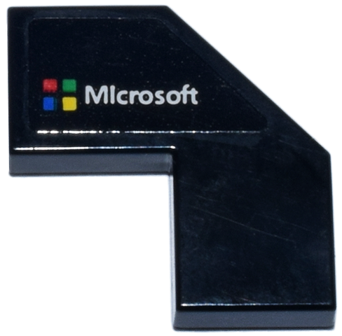 Tile, Modified Facet 2 x 2 with White 'Microsoft' and 4 Squares Logo Pattern Model Right Side (Sticker) - Set 77248